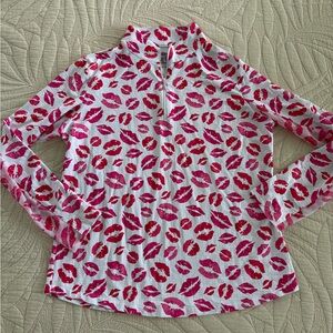 Ibkul "Kissl Print Long Sleeve Top size large *NICE